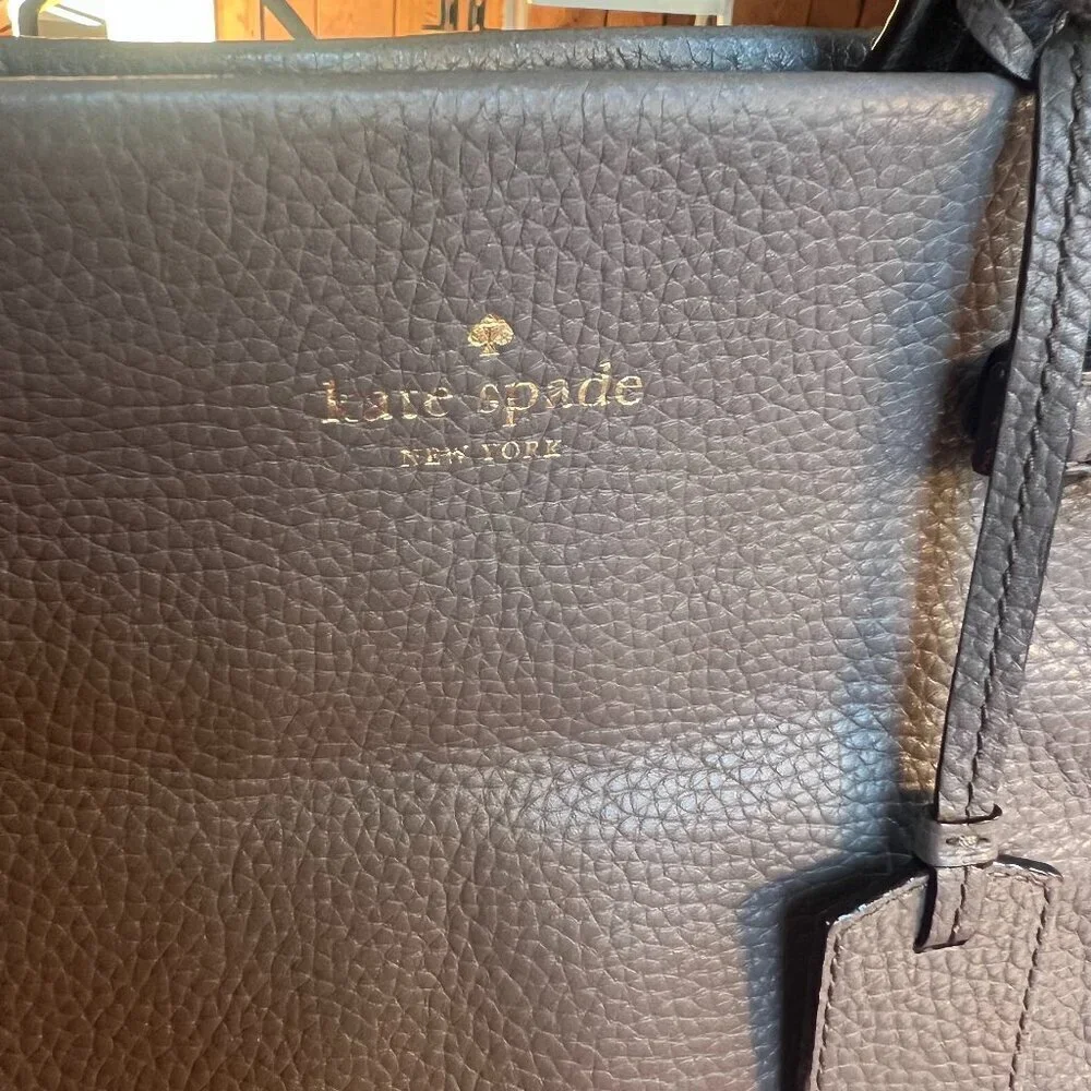 Authentic Vintage Kate Spade New York Gray Grey Pebbled Leather Handbag Purse